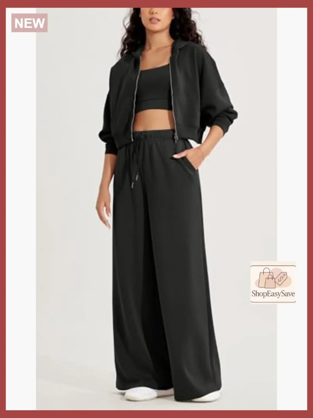 Ultra Soft Modal Extra Wide Leg Pants with Pockets Drawstring High Waist - Picture 3 of 7